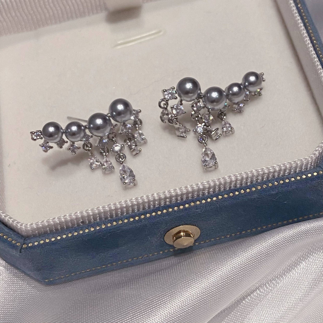Pearl Tassel Ear Cuff Earrings Cubic Zirconia Drop Earrings
