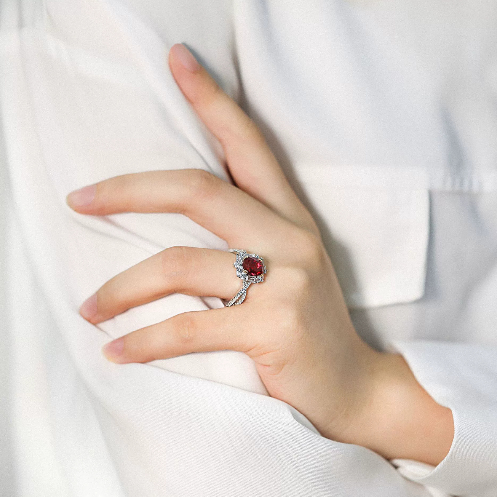 Ruby Sterling Silver Radiant Passion Ring