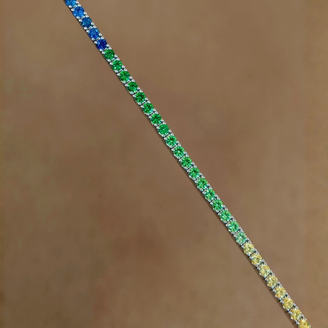 Lab Grown Diamond Blue Sapphire Gradient Rainbow Bracelet