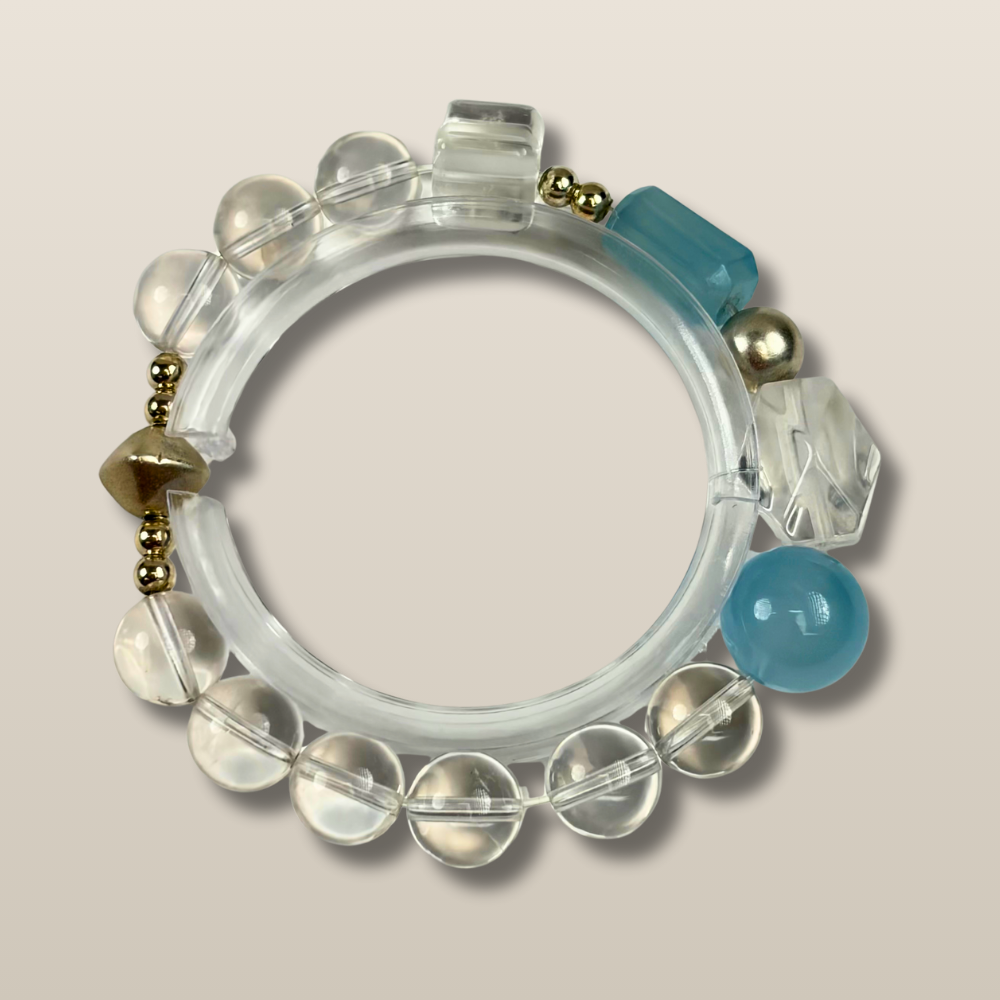Aquamarine Clear Quartz Hematite Balance Bracelet
