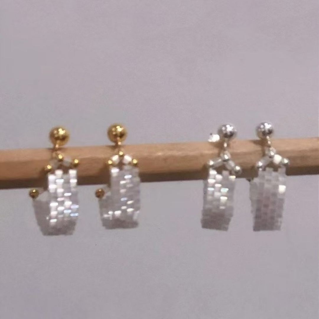 Handwoven Beaded Drop Earrings Minimalist Lace Style Stud Earrings