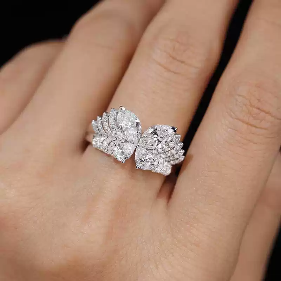 Dynamic Butterfly Lab Diamond 925 Silver Statement Ring