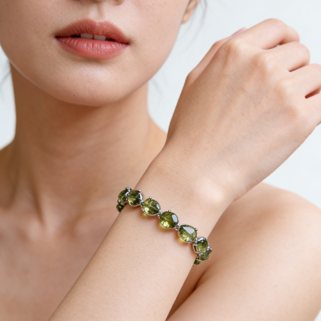 Olive Green Teardrop Zircon Tennis Bracelet