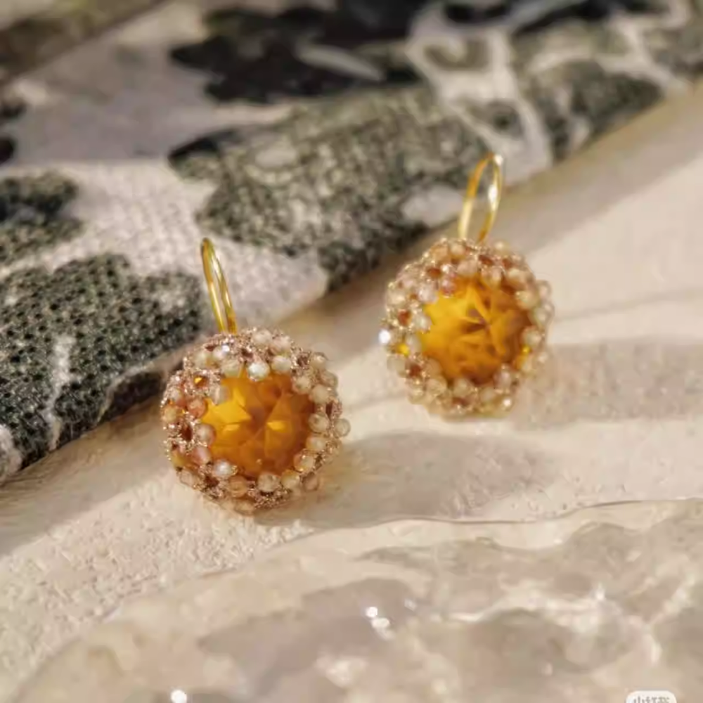 Handwoven Beaded Round Artisanal Drop Earrings