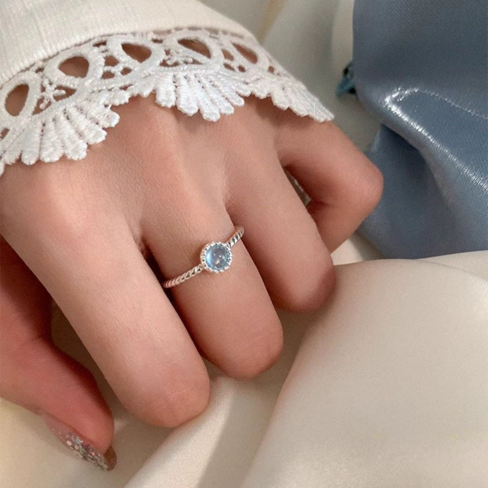 Aquamarine Silver Serenity Clarity Healing Ring