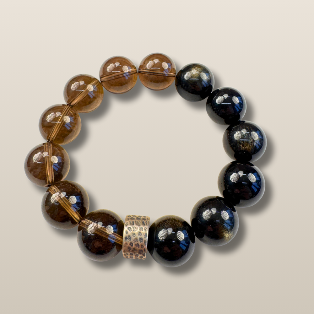 Smoky Quartz Golden Obsidian Protection Bracelet