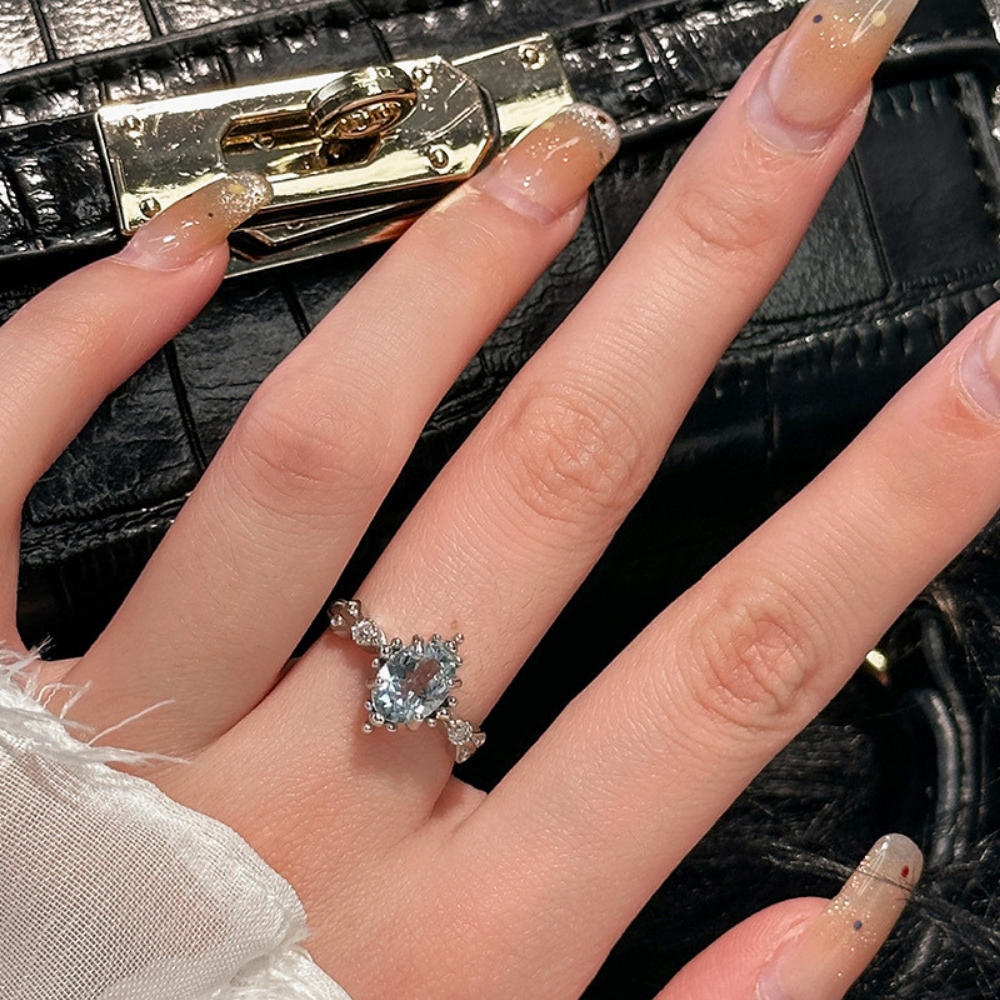 Aquamarine Crownlight Adjustable Ring