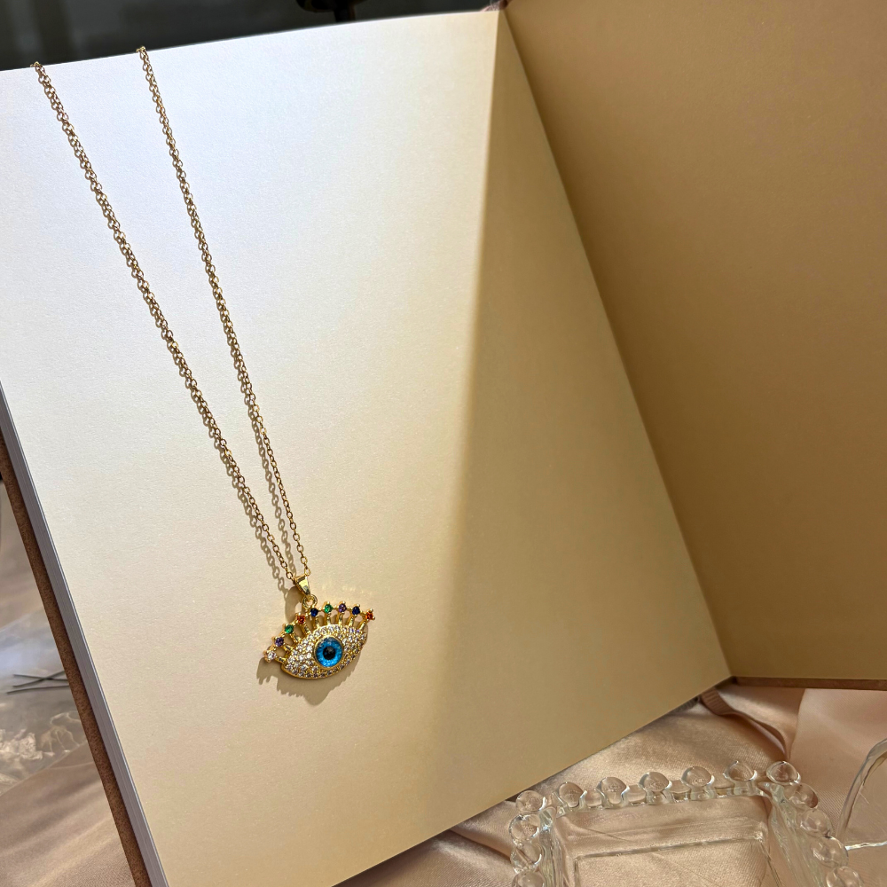 Blue Evil Eye Multi-Gem Protection Necklace