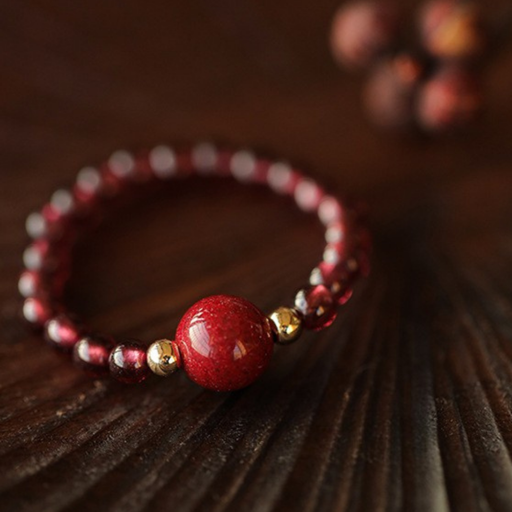 Garnet Vital Spark Adjustable Beaded Ring