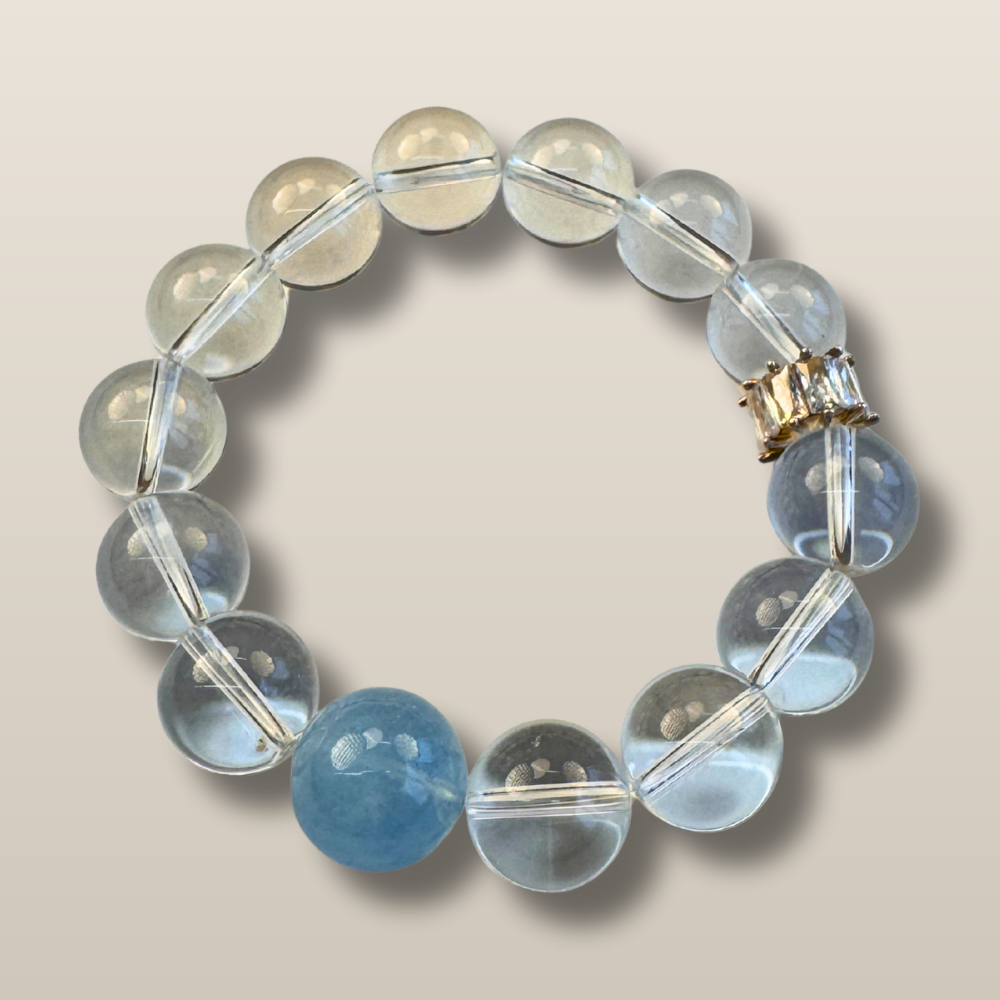 Clear Quartz Aquamarine Harmony Bracelet