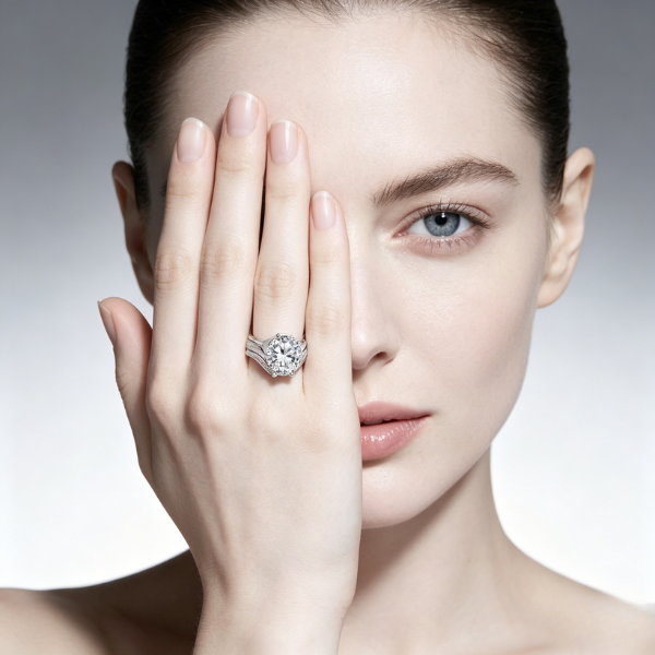 Luxury 3ct 5ct Sparkling Simulated Diamond Adjustable Engagement Ring Wedding Bridal Jewelry