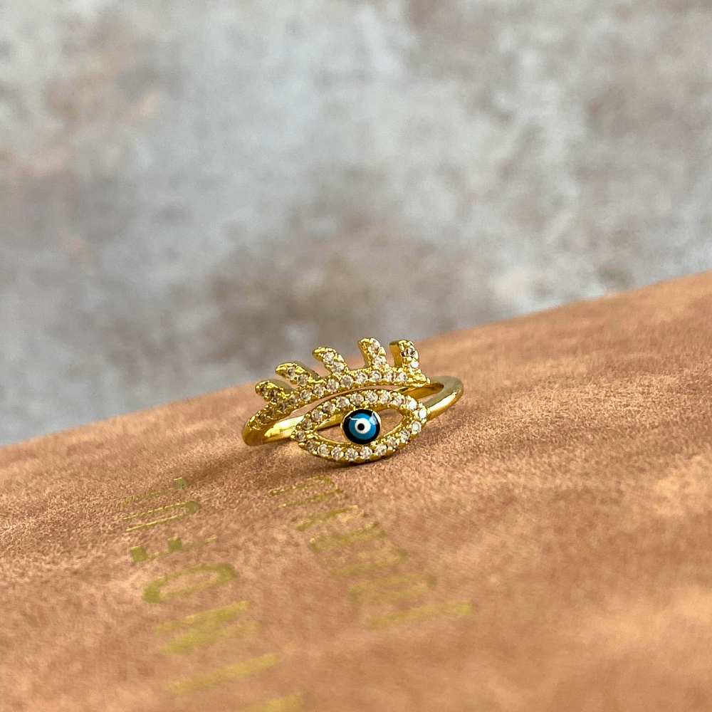 Blue Evil Eye Protection Crystal Ring