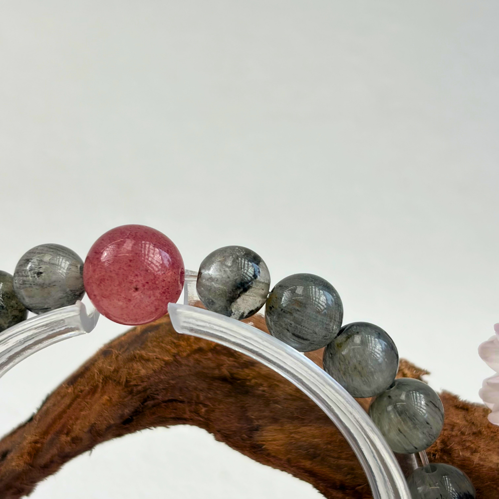 Black Rutilated Quartz Red Agate Protection Bracelet