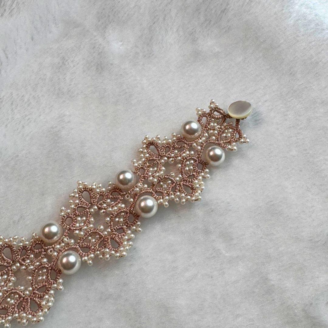 Handwoven Pearl Lace Delicate Beaded Bracelet
