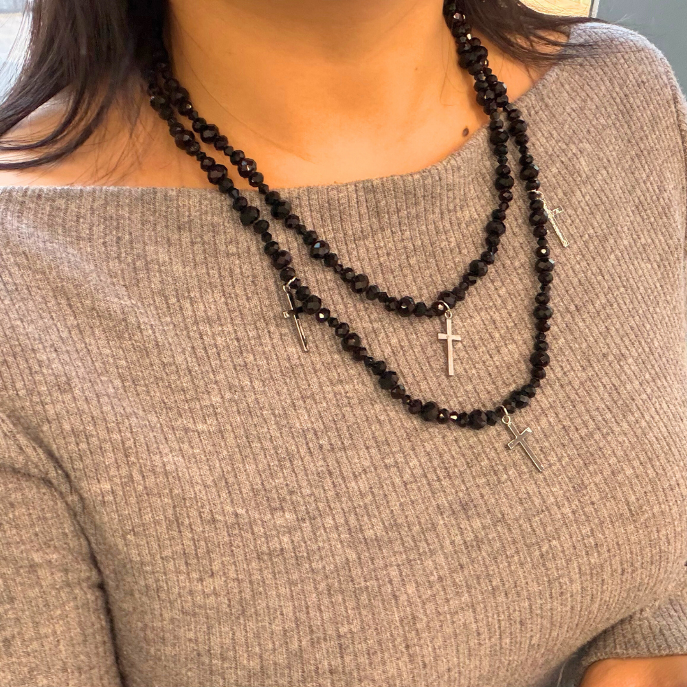 Metal Radiance Protection Layered Cross Necklace