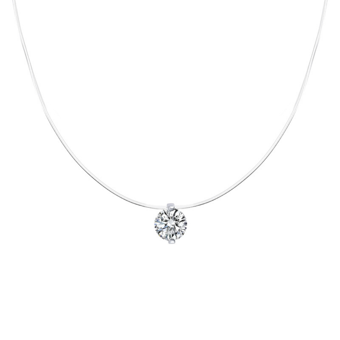 Mermaid’s Tear Moissanite 925 Silver Invisible Fishing Line Pendant Necklace