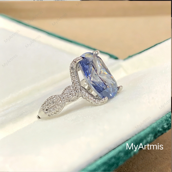 Luxurious Ice-Flower Cut Large Carat CZ Ring, Sparkling Radiant Stone Adjustable Statement Ring, Trendy Jewelry Gift for Her