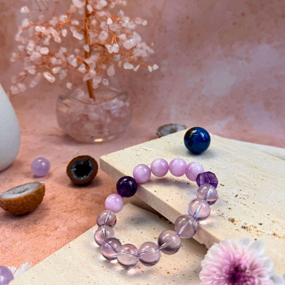 Rose Quartz Amethyst Clear Quartz Harmony Bracelet