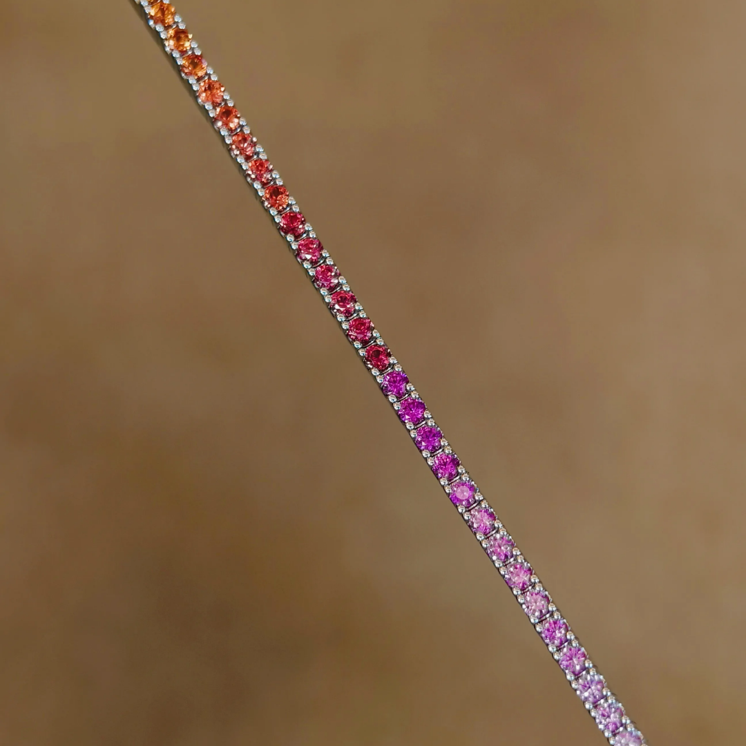 Lab Grown Diamond Blue Sapphire Gradient Rainbow Bracelet