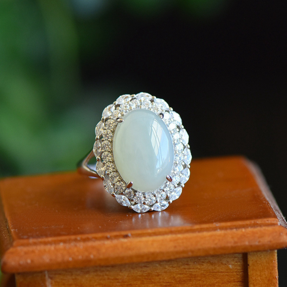 Jade Clear Quartz Serenity Ring