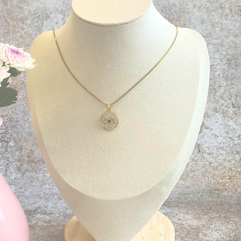 Black Evil Eye Clear Quartz Protection Necklace