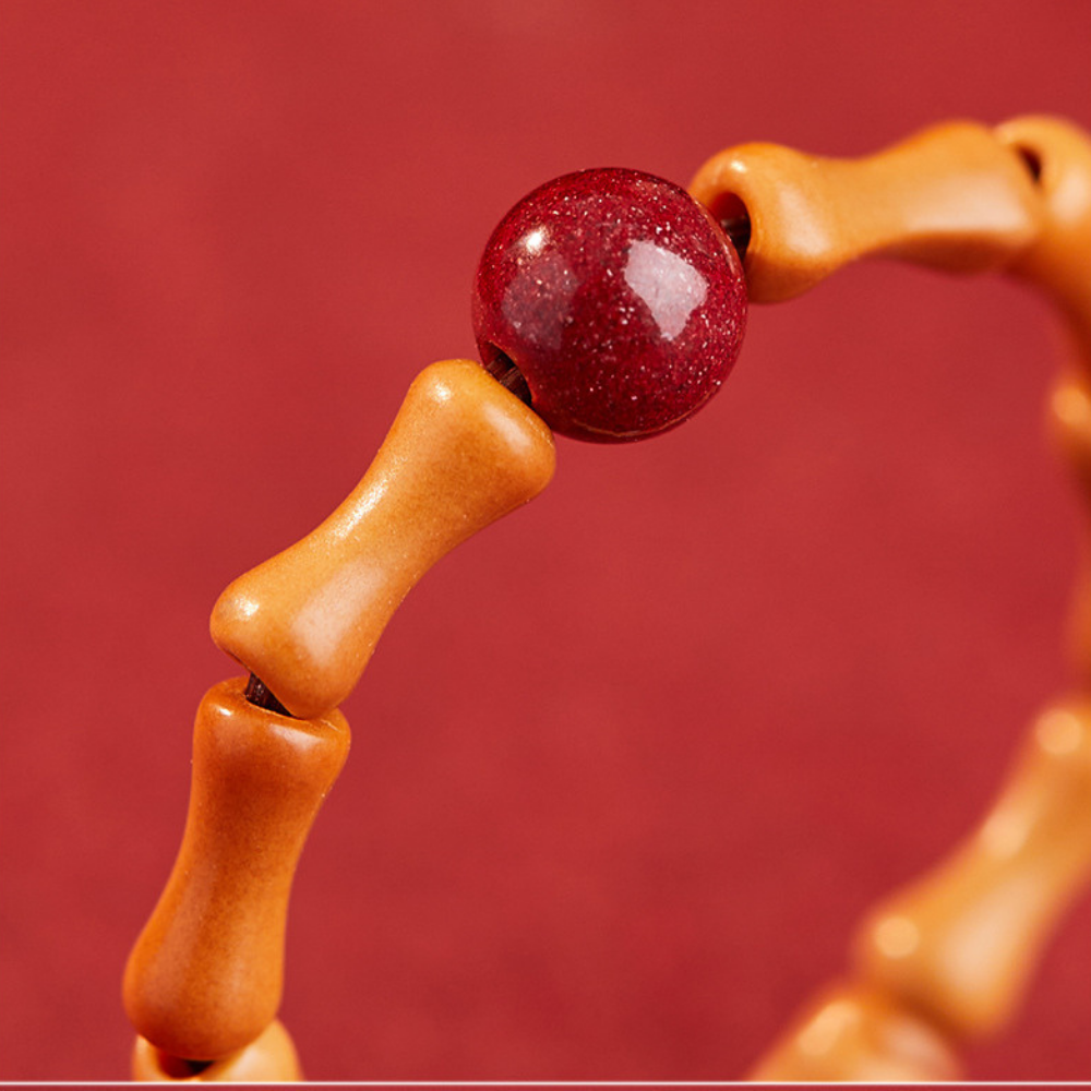 Cinnabar Olive Wood Bamboo Blessing Ring