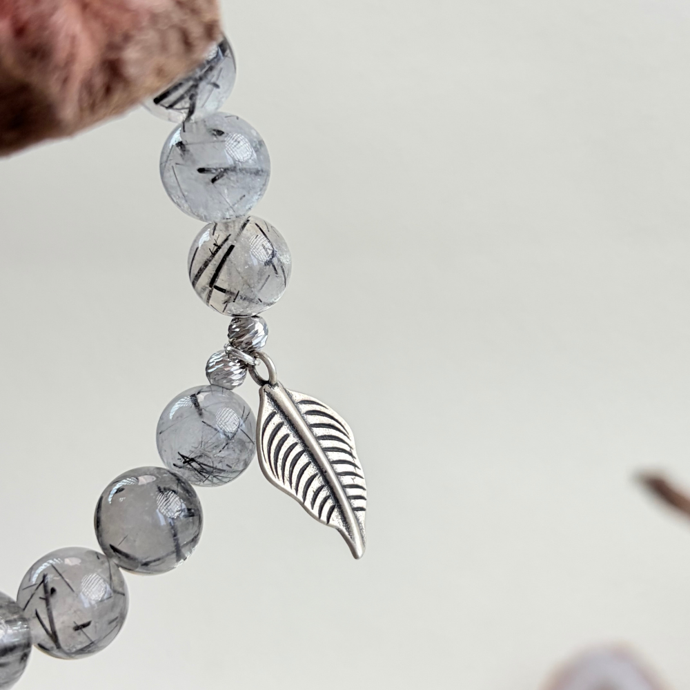 Black Rutilated Quartz Kyanite Clarity Bracelet