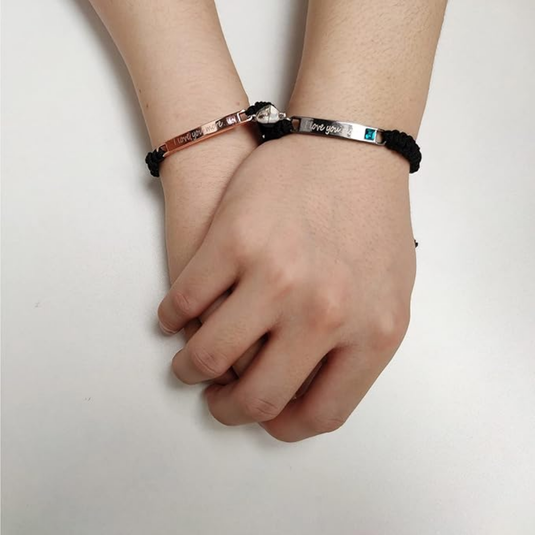 Couple Relationship Engraved Adjustable Braided Cord Bracelet