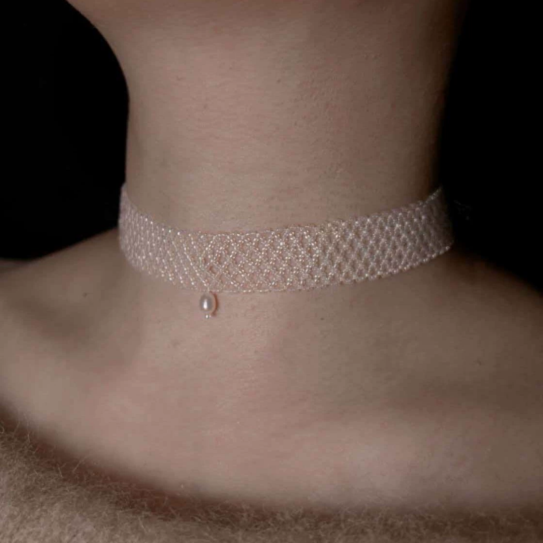 Handwoven Vintage Beaded Choker Antique Necklace / Bracelet / Ring