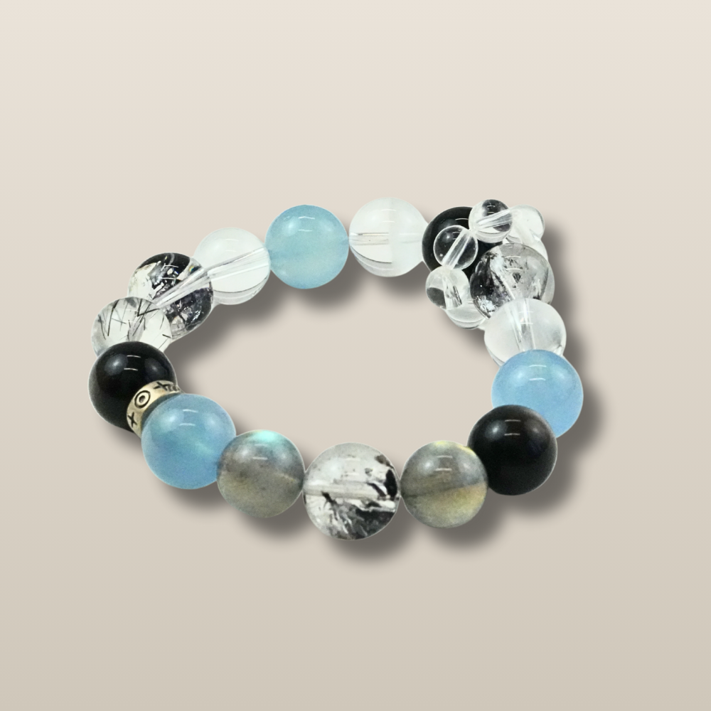 Aquamarine Labradorite Obsidian Balance Bracelet