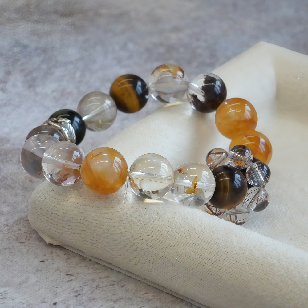 Red Jade Tiger Eye Smoky Quartz Protection Bracelet