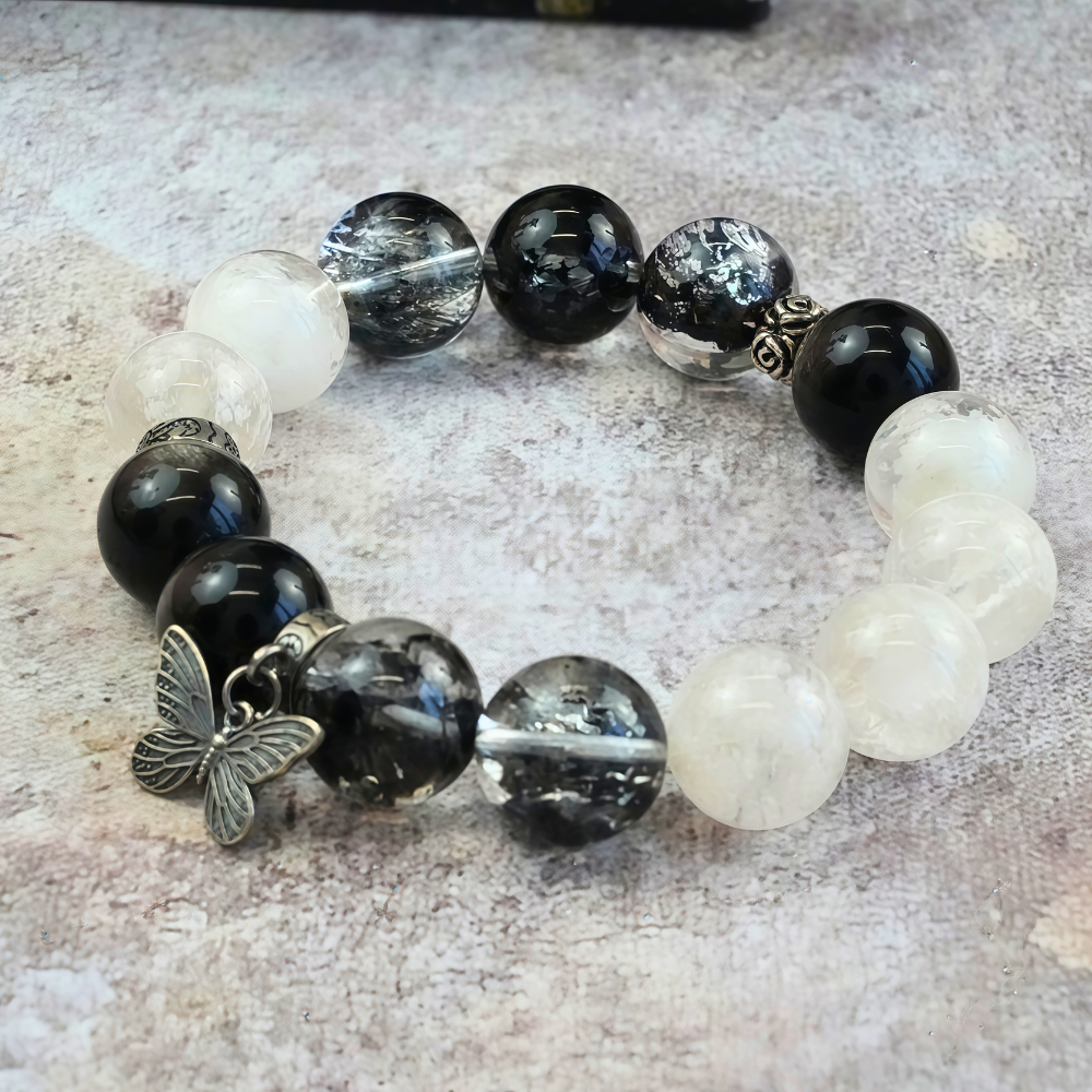 Obsidian Moonstone Tourmaline Balance Bracelet