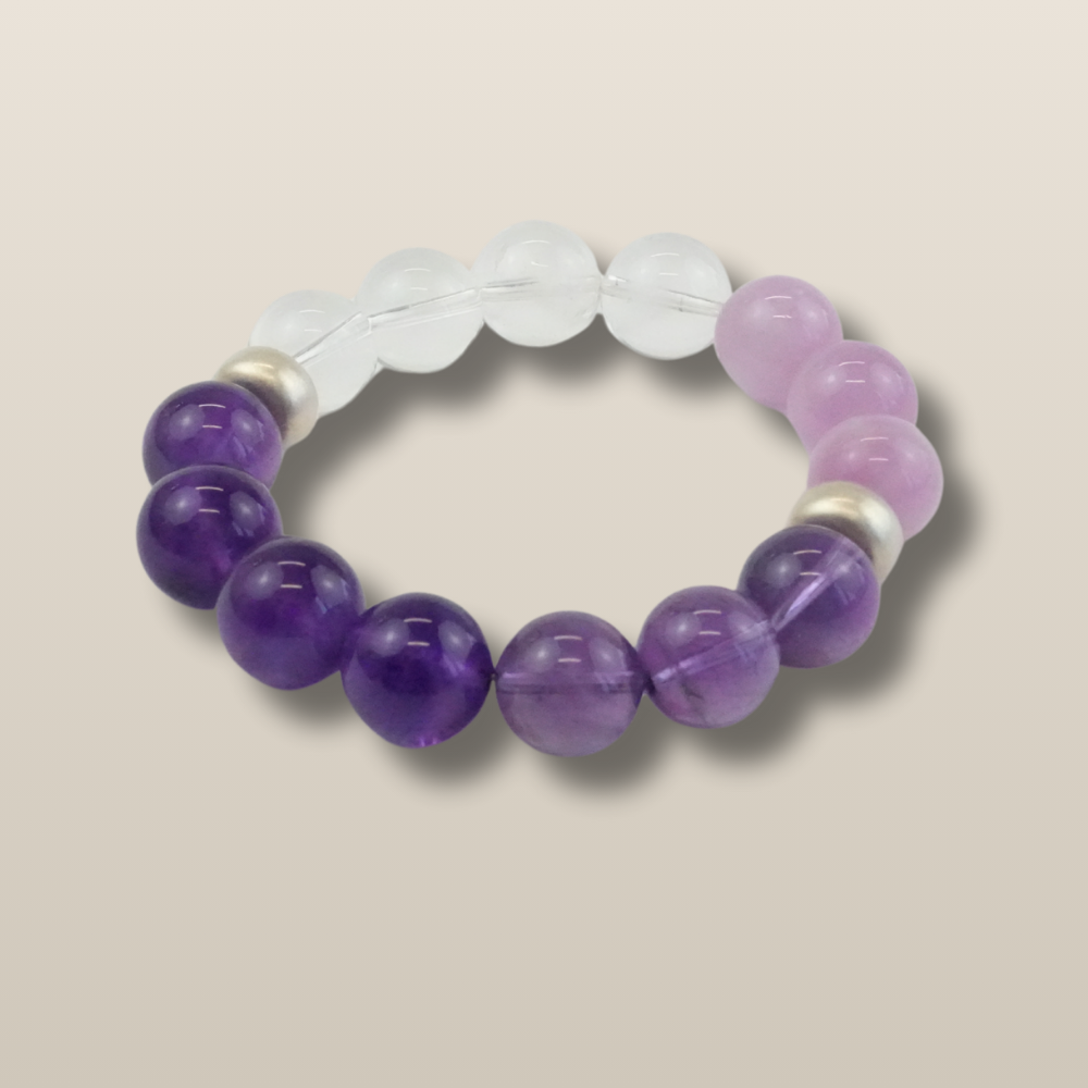 Amethyst Clear Quartz Silver Clarity Bracelet