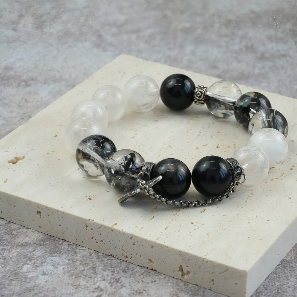 Obsidian Moonstone Tourmaline Balance Bracelet