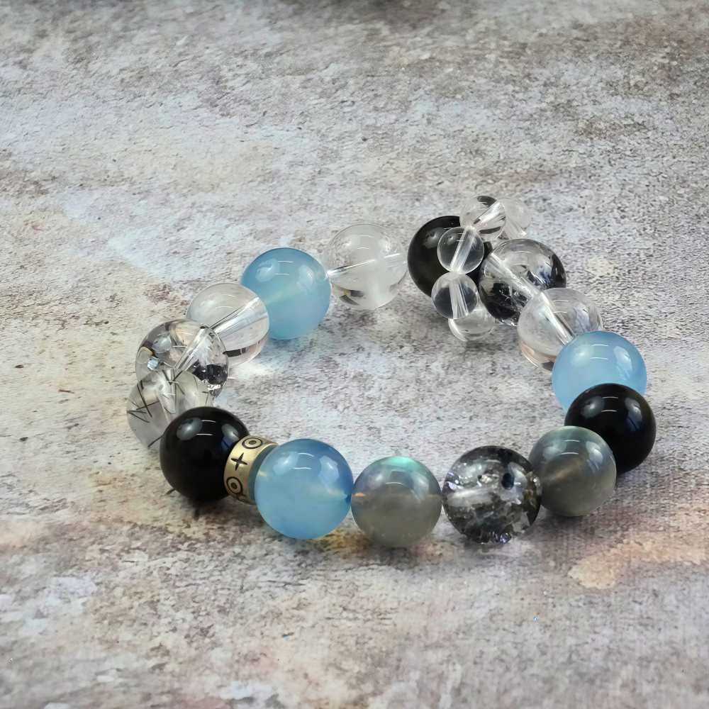 Aquamarine Labradorite Obsidian Balance Bracelet