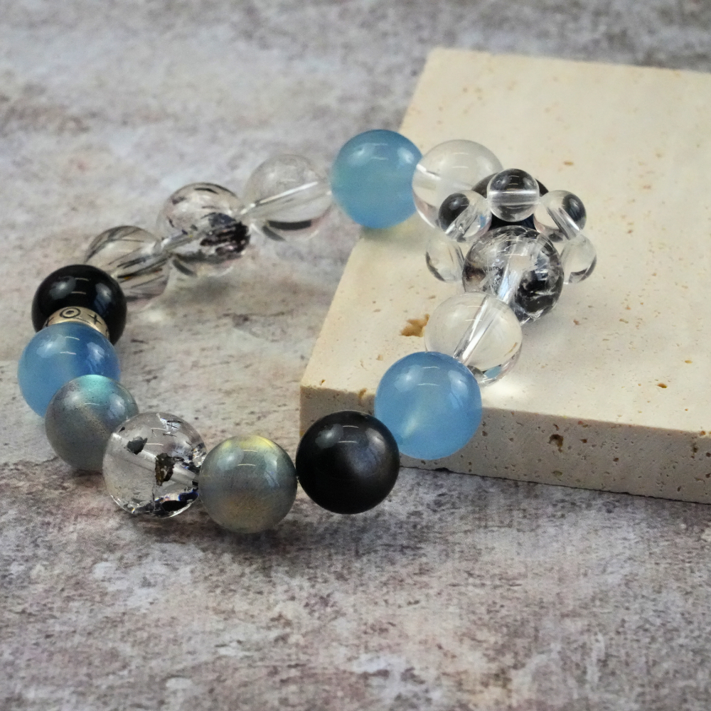 Aquamarine Labradorite Obsidian Balance Bracelet