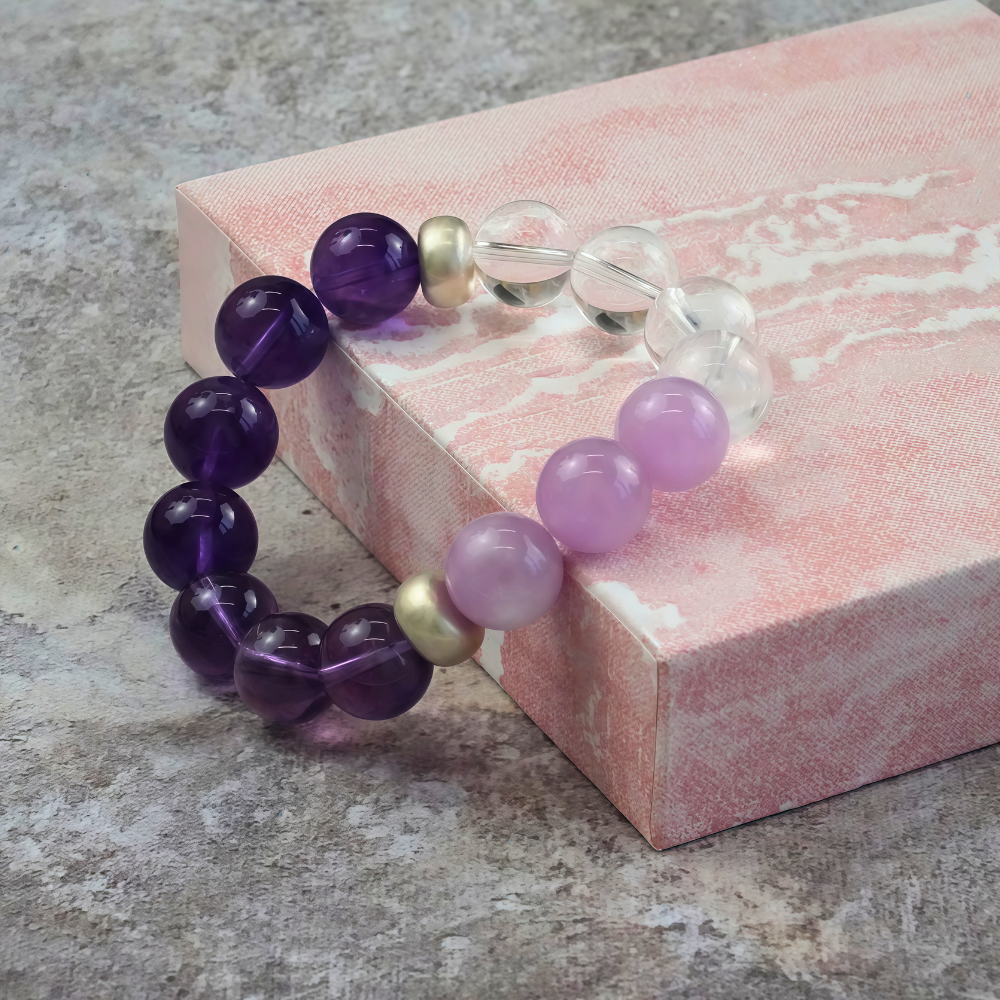 Amethyst Clear Quartz Silver Clarity Bracelet