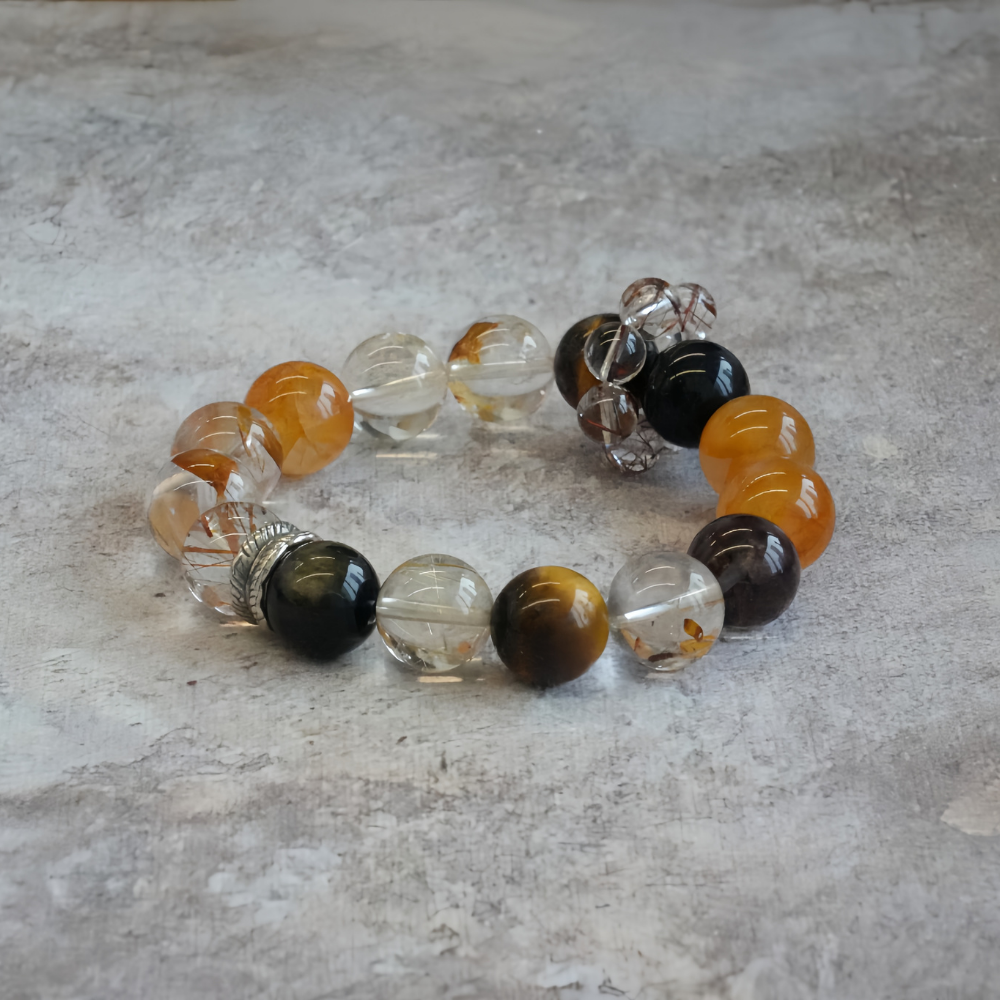 Red Jade Tiger Eye Smoky Quartz Protection Bracelet