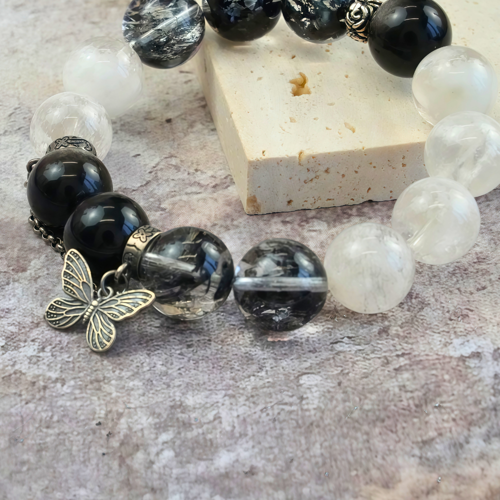 Obsidian Moonstone Tourmaline Balance Bracelet