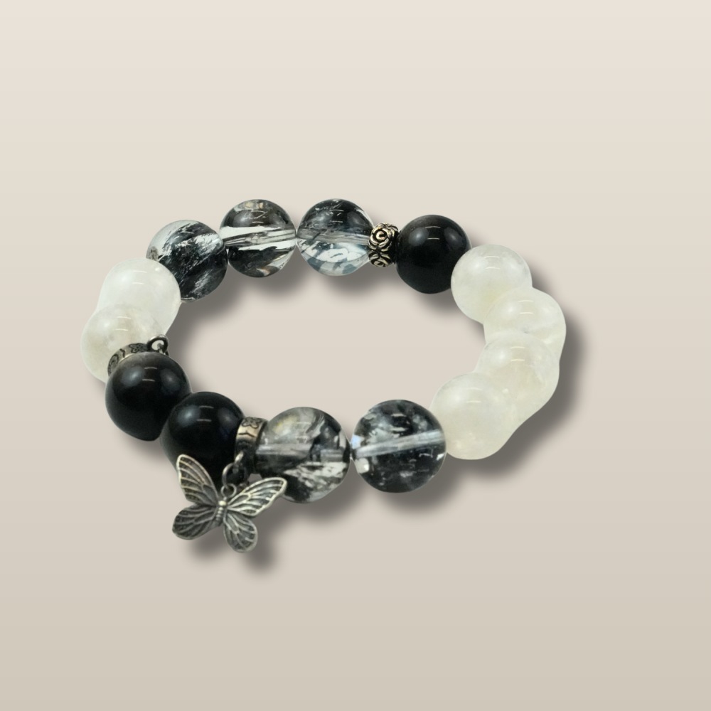Obsidian Moonstone Tourmaline Balance Bracelet