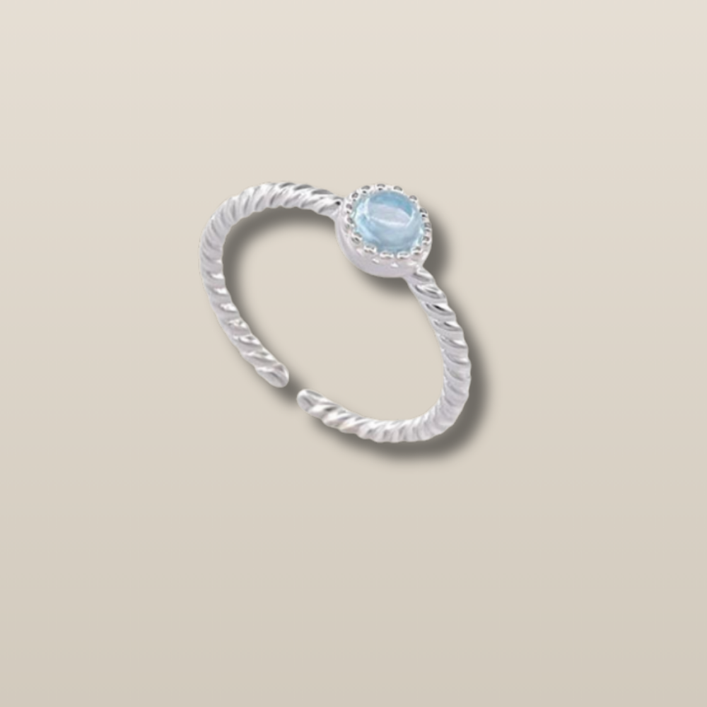 Aquamarine Silver Serenity Clarity Healing Ring