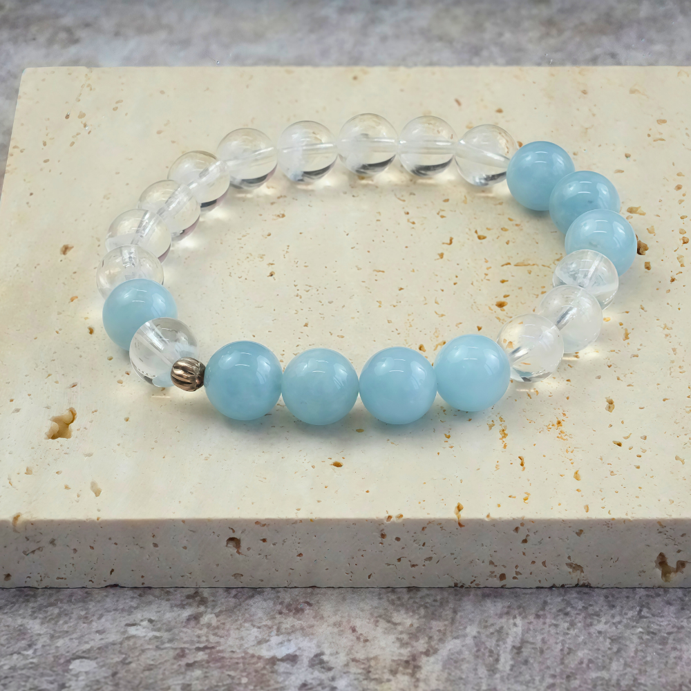 Aquamarine Clear Quartz Calm Clarity Bracelet