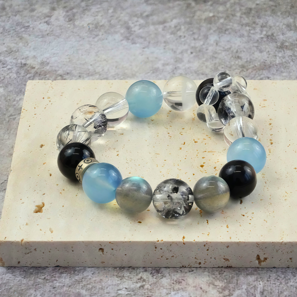 Aquamarine Labradorite Obsidian Balance Bracelet