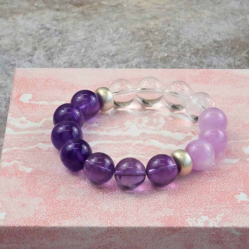Amethyst Clear Quartz Silver Clarity Bracelet