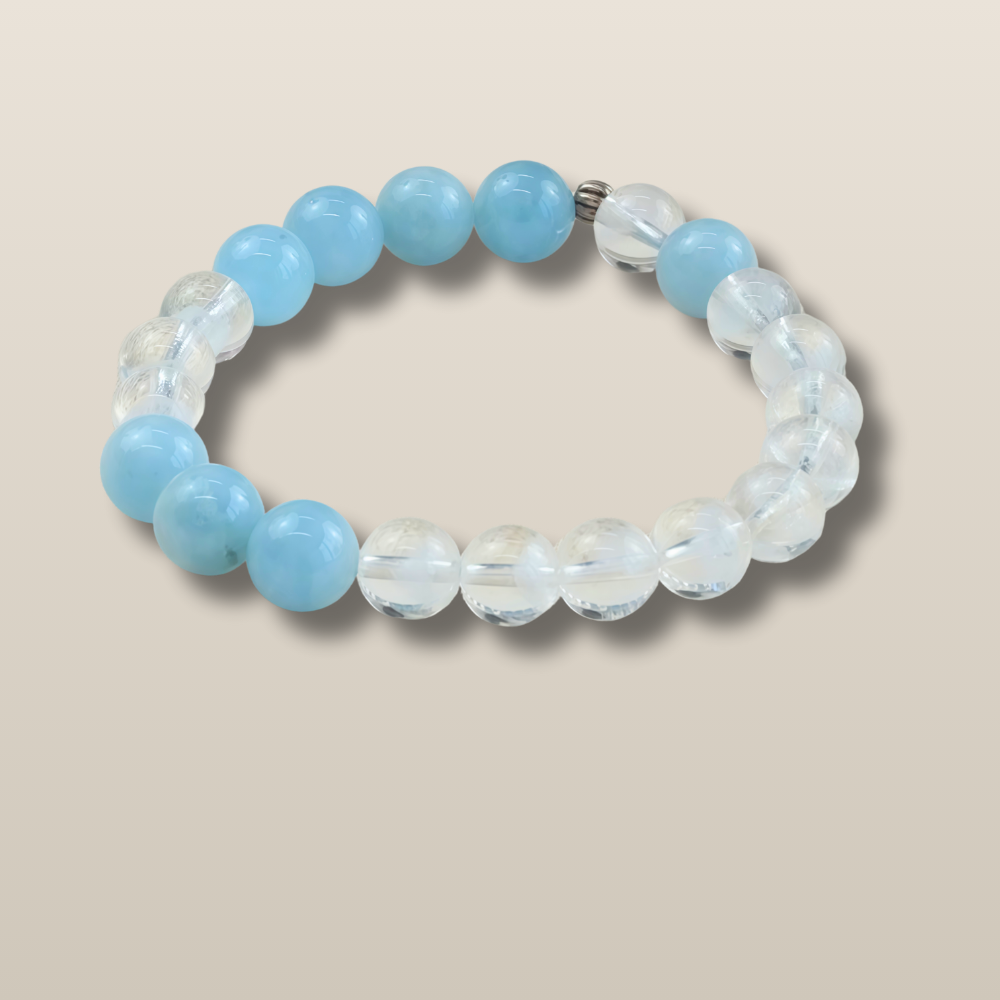 Aquamarine Clear Quartz Calm Clarity Bracelet