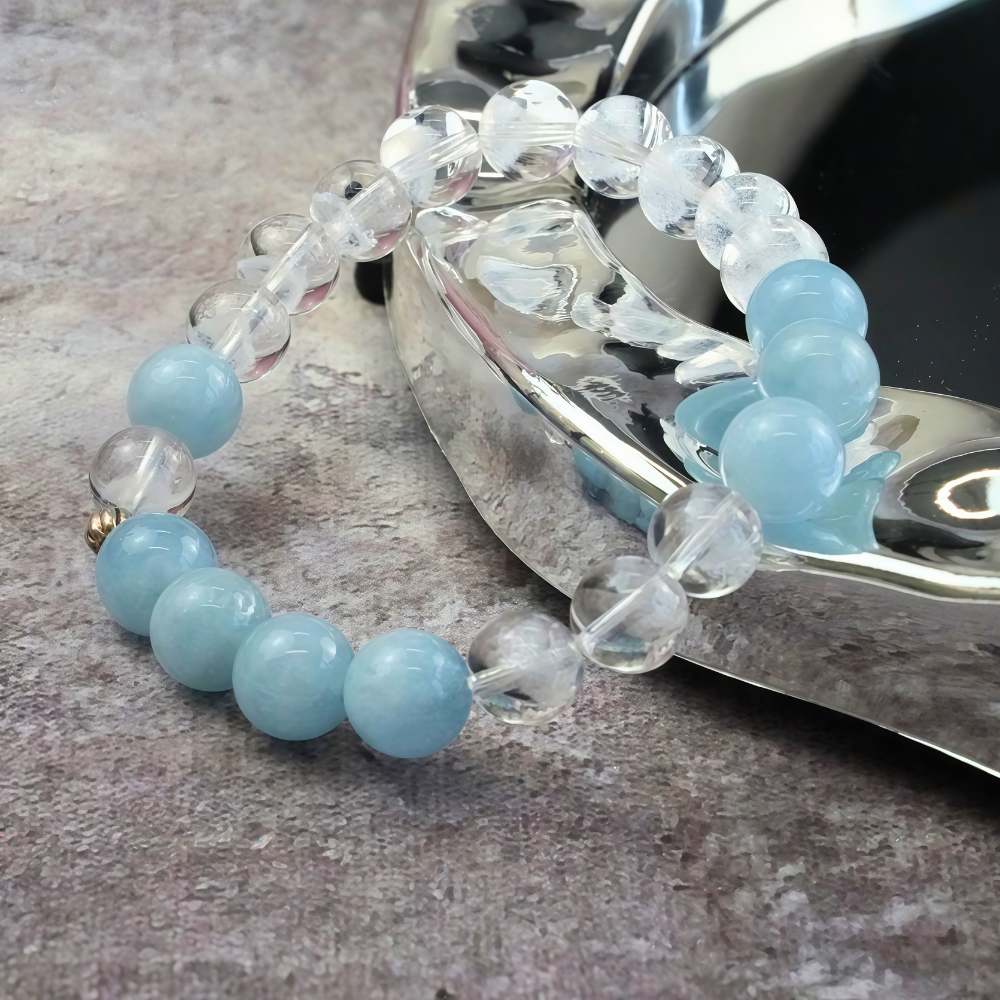 Aquamarine Clear Quartz Calm Clarity Bracelet