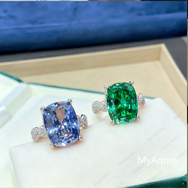 Luxurious Ice-Flower Cut Large Carat CZ Ring, Sparkling Radiant Stone Adjustable Statement Ring, Trendy Jewelry Gift for Her