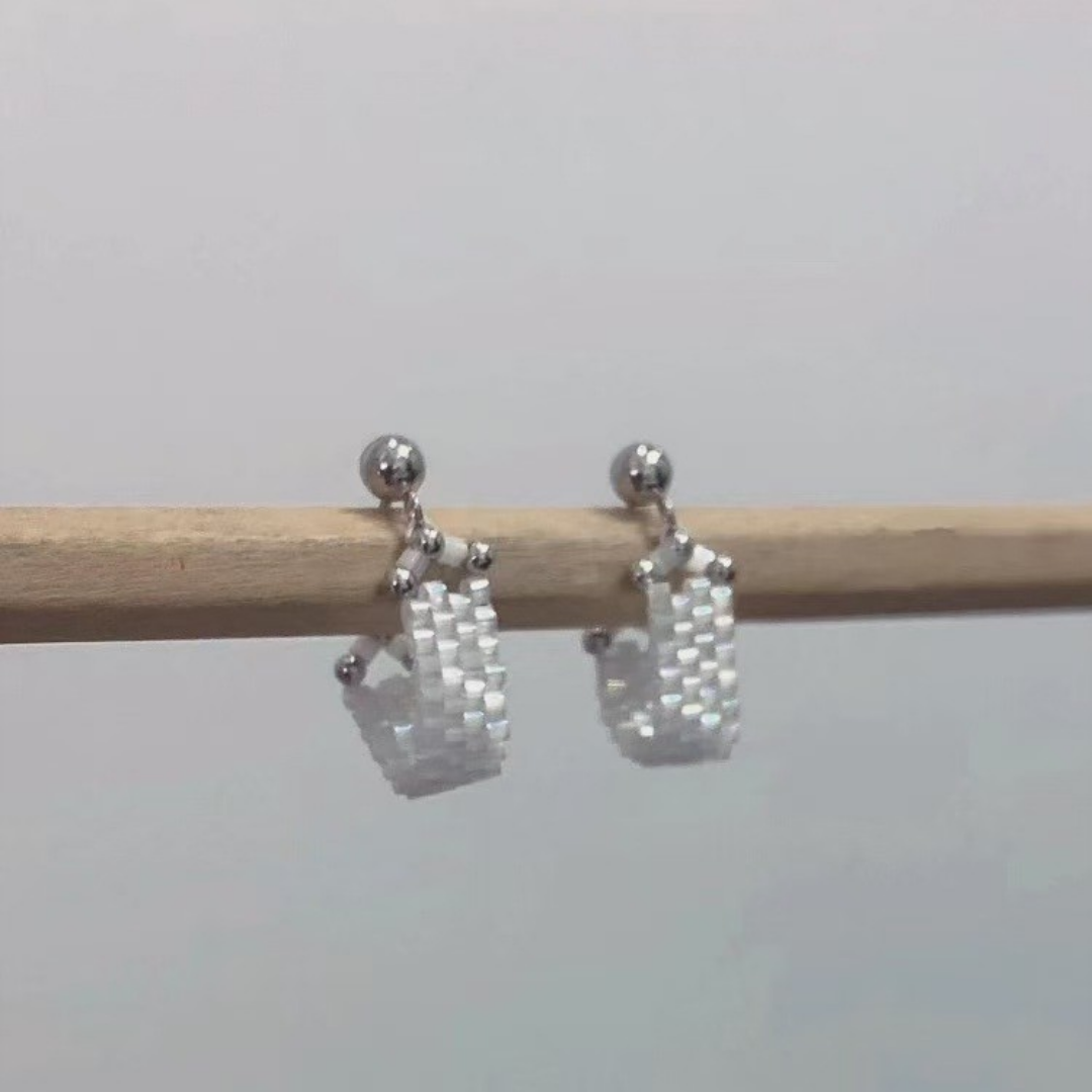Handwoven Beaded Drop Earrings Minimalist Lace Style Stud Earrings
