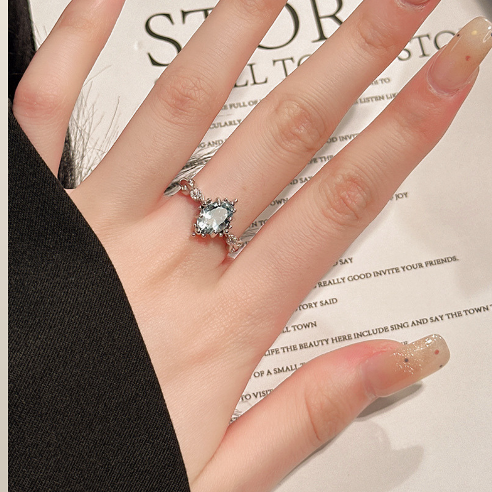 Aquamarine Crownlight Adjustable Ring