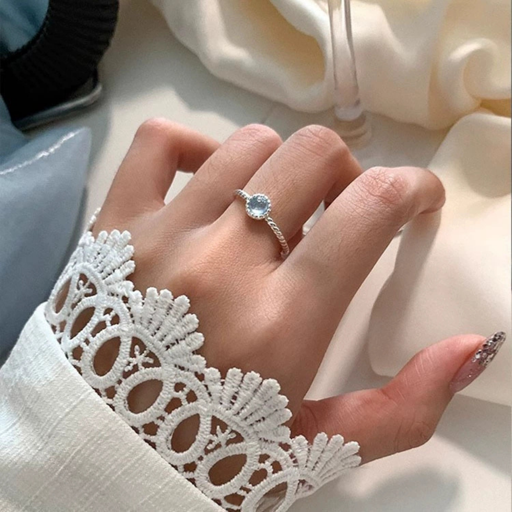 Aquamarine Silver Serenity Clarity Healing Ring